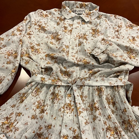 Designer Vintage 1970’s Lanvin flower print midi/maxi dress size 14 - Picture 7 of 11